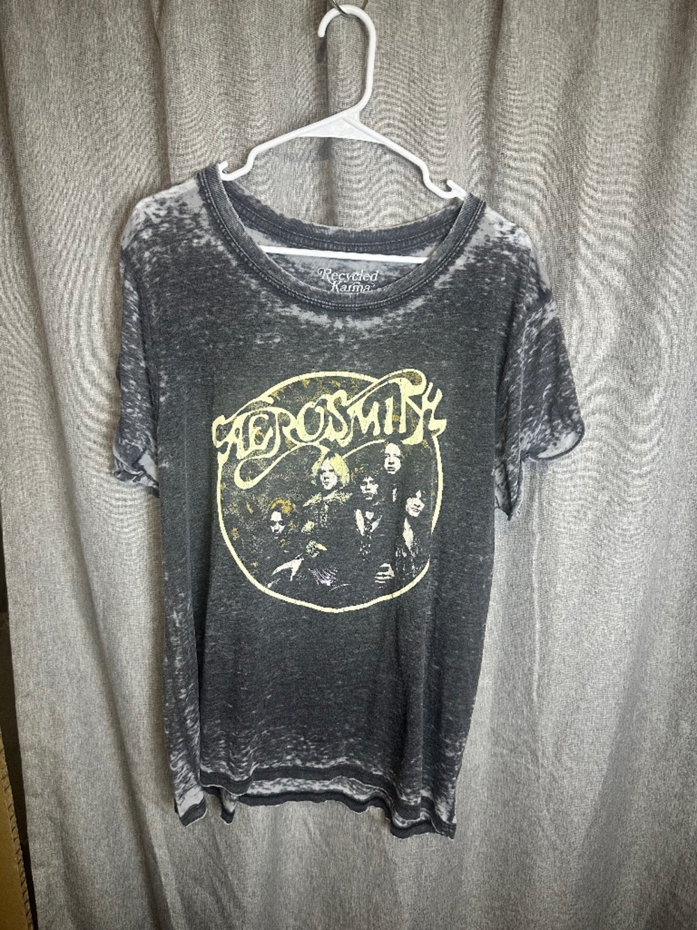 Recycled Karma Aerosmith Back in the Saddle Graphic Burnout Tee Grey XL